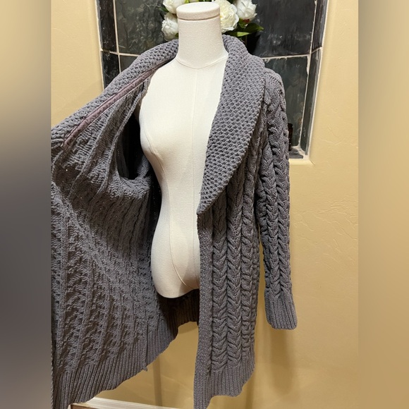 POL Open Front Cable Knit Chunky Sweater Open Cardigan Size Large - Picture 2 of 8